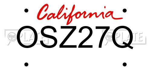 OSZ27Q California License Plate