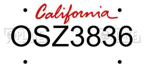 OSZ3836 California License Plate