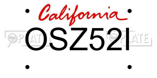 OSZ52I California License Plate
