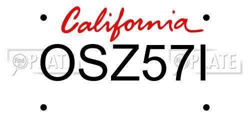 OSZ57I California License Plate