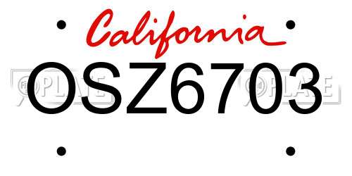 OSZ6703 California License Plate