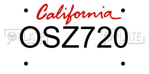 OSZ720 California License Plate