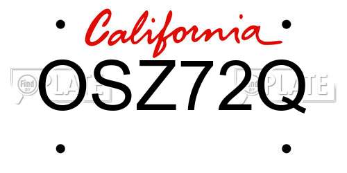 OSZ72Q California License Plate