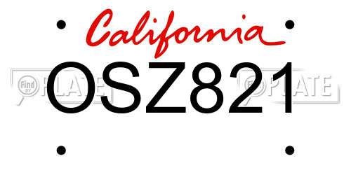 OSZ821 California License Plate