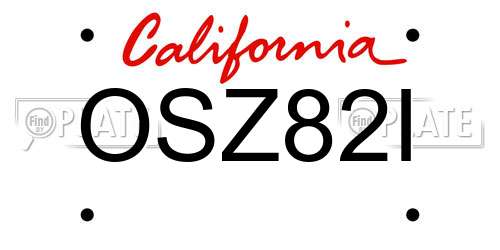 OSZ82I California License Plate