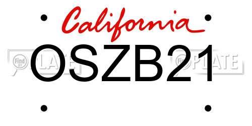 OSZB21 California License Plate