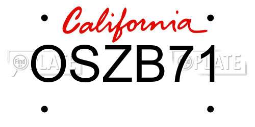 OSZB71 California License Plate
