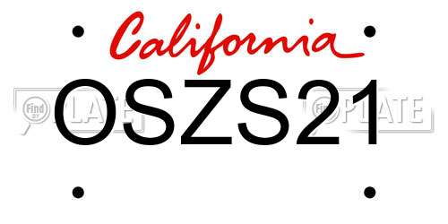 OSZS21 California License Plate