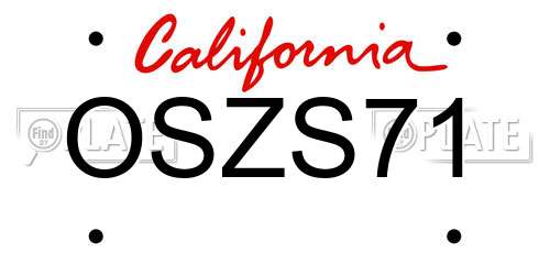 OSZS71 California License Plate