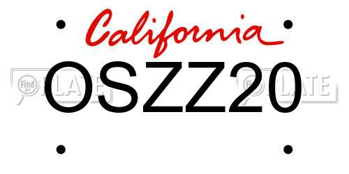 OSZZ20 California License Plate