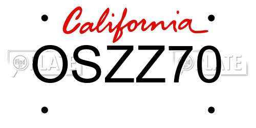 OSZZ70 California License Plate