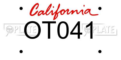 OT041 California License Plate