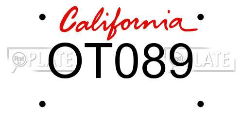 OT089 California License Plate