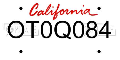 OT0Q084 California License Plate