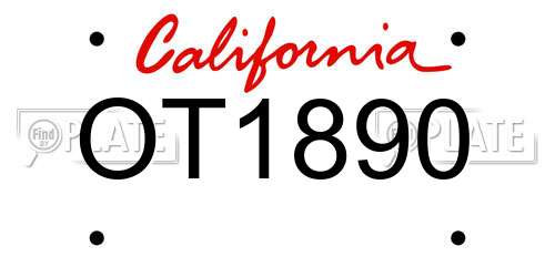 OT1890 California License Plate