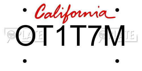 OT1T7M California License Plate