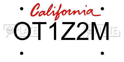 OT1Z2M California License Plate