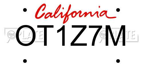 OT1Z7M California License Plate