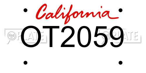 OT2059 California License Plate