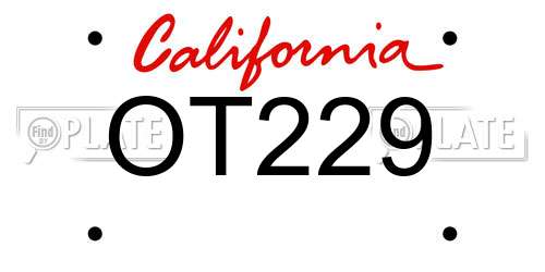 OT229 California License Plate