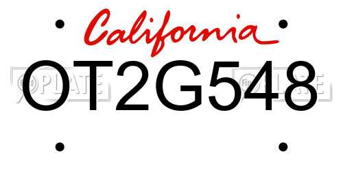 OT2G548 California License Plate