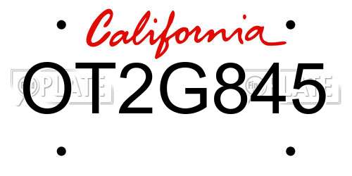 OT2G845 California License Plate