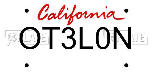 OT3L0N California License Plate