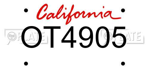 OT4905 California License Plate