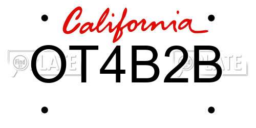 OT4B2B California License Plate