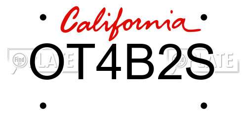 OT4B2S California License Plate