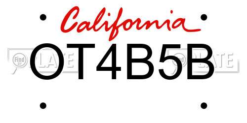 OT4B5B California License Plate