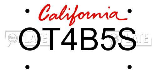 OT4B5S California License Plate
