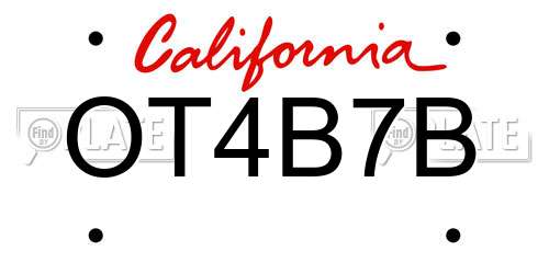 OT4B7B California License Plate
