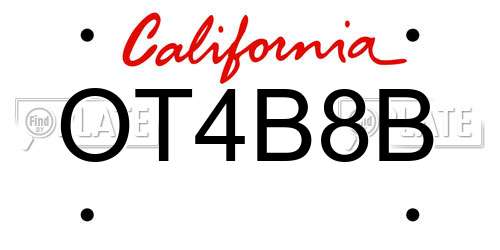 OT4B8B California License Plate
