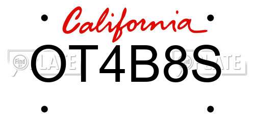 OT4B8S California License Plate
