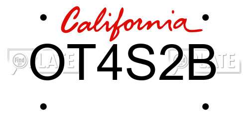 OT4S2B California License Plate