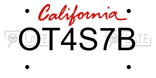 OT4S7B California License Plate