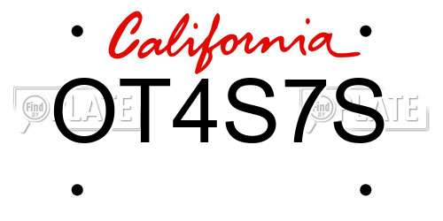 OT4S7S California License Plate