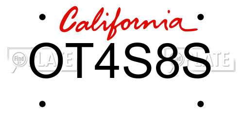 OT4S8S California License Plate