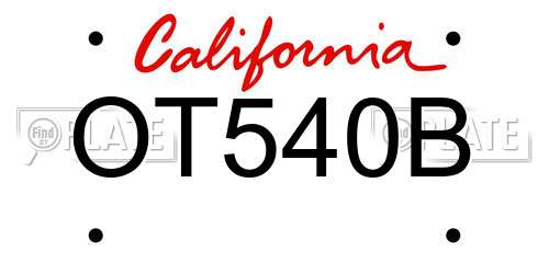 OT540B California License Plate