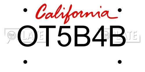 OT5B4B California License Plate