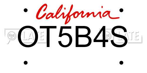 OT5B4S California License Plate