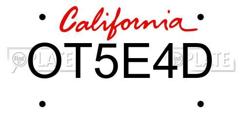 OT5E4D California License Plate