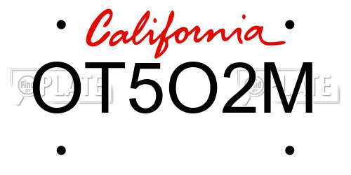 OT5O2M California License Plate