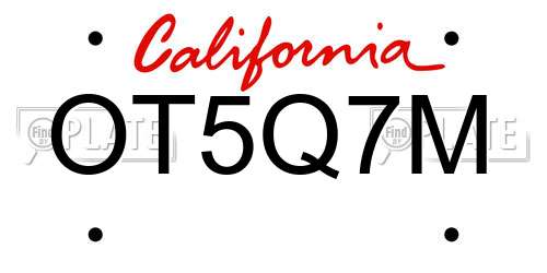 OT5Q7M California License Plate