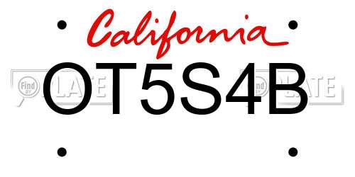 OT5S4B California License Plate