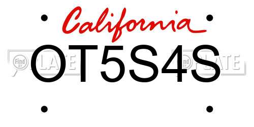 OT5S4S California License Plate
