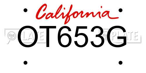 OT653G California License Plate