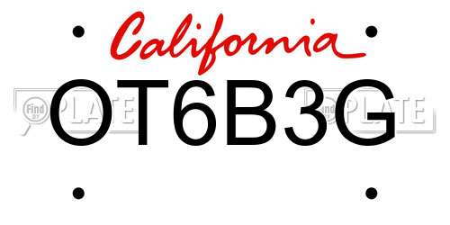 OT6B3G California License Plate