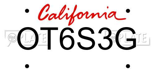 OT6S3G California License Plate